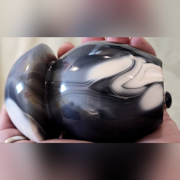 Grey Blue Orca Agate Fat Mushroom Carving- Large - Picture 7 of 16